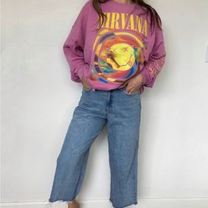 Brave Soul London Denim Studio Wide Leg Crop Jeans Raw Hem Size 12